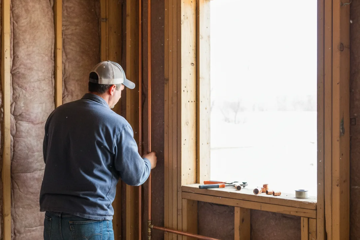 Licensed plumber running new copper supply lines in a Claudville home