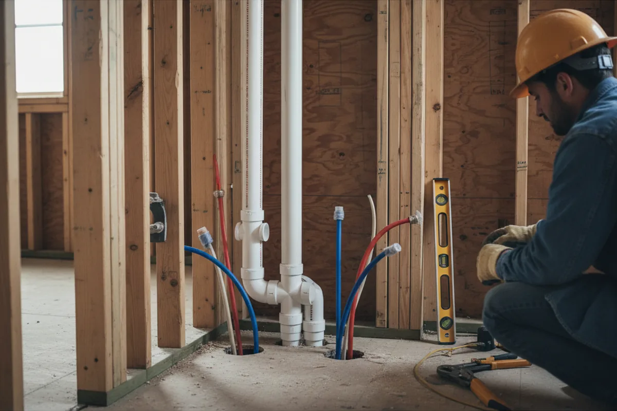 Drain and supply rough-in during Drain Cleaning in Claudville